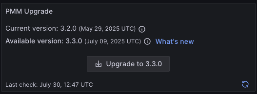 PMM Home Dashboard Upgrade Panel